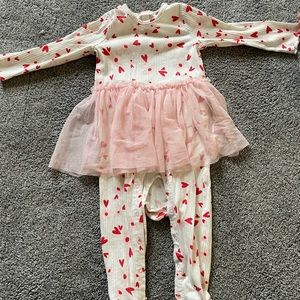 18 month Cat and Jack one piece heart jumpsuit with tutu. Like new-worn once